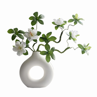 杜鹃假花仿真花绿植摆设家居陶瓷餐桌装饰品摆件轻奢仿生花艺摆件