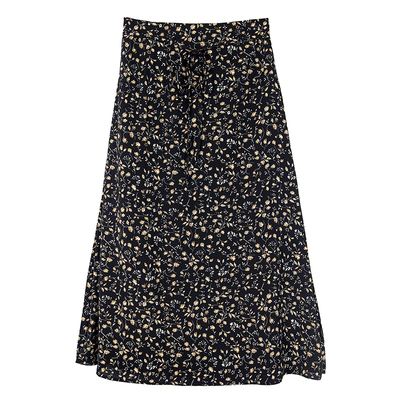 复古韩版棕色碎花半身裙高腰