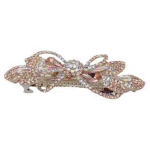 轻奢妈妈高端发卡头饰大号发夹女横夹弹水钻花朵发卡后脑勺发饰