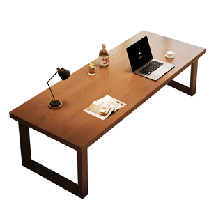 全实木大板桌中古风餐桌椅长方形家用方桌吃饭桌子去客厅化一体桌