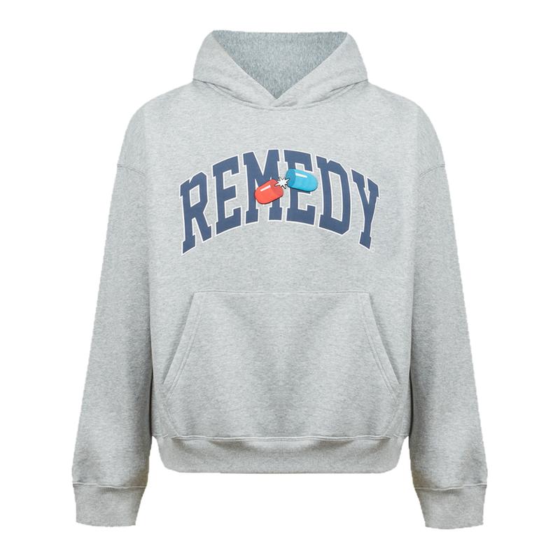 Remedy 美式街头休闲风字母印花连帽卫衣男女情侣款宽松上衣外套