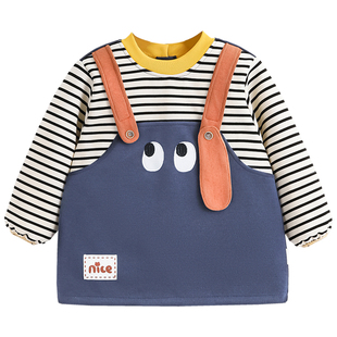 儿童罩衣防水长袖秋冬可爱男童绘画围裙外穿防脏女宝宝婴儿吃饭兜