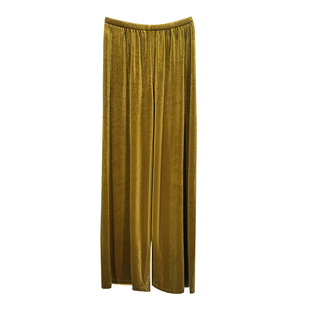 丝绒阔腿裤女春秋2025新款垂坠感松紧腰直筒裤宽松百搭显瘦休闲裤