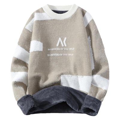 男士半高领毛衣秋冬季潮流保暖衣加绒加厚款青少年学生针织打底衫