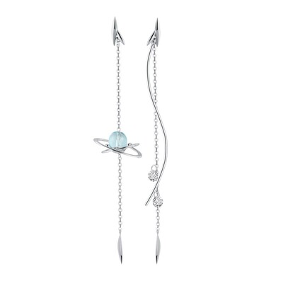 花芽水乡涟漪耳钉气质长款纯银