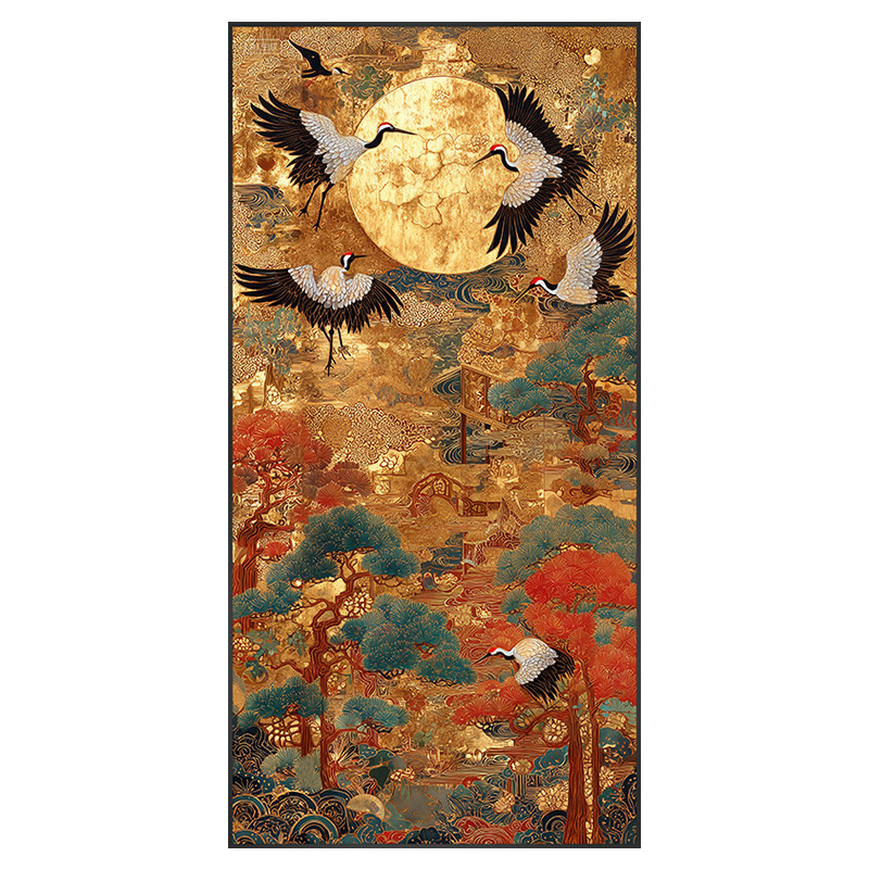 新中式玄关装饰画酒店大堂背景墙现代装饰画