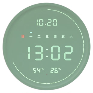 wifi自动对时实木钟表挂钟客厅家用轻奢万年历创意时钟挂墙电子钟
