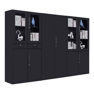 钢制黑色文件柜铁皮柜更衣柜带锁书柜储物柜铁皮文件柜