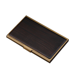 名片夹男士商务黄铜高档名片盒女式实木大容量免费刻字定制logo