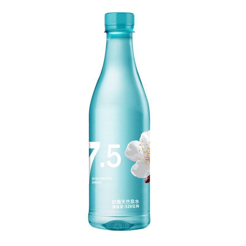 七点五饮用天然泉水高端弱碱性天然矿泉水【5箱装】520ml*15瓶