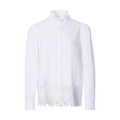 MOFAN甜美木耳边立领蕾丝衬衫