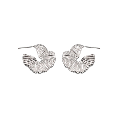 RECYCLES925银褶皱荷叶耳环