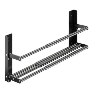 卫生间免打孔全金属可折叠拖鞋架壁挂式门后鞋架浴室多功能收纳架