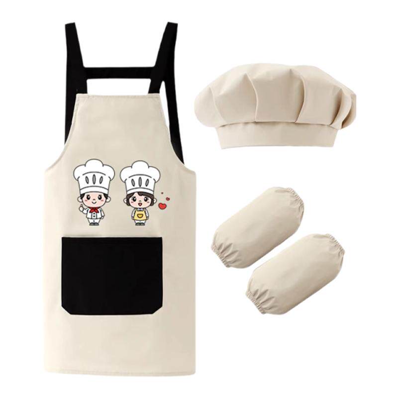 儿童画画罩衣幼儿园定制logo美术绘画围裙防水防脏厨师服三件套