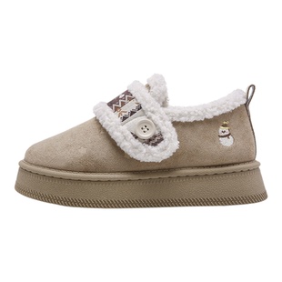 可爱的你厚底加绒雪地鞋女款2025新款棉鞋冬季外穿保暖板鞋毛毛鞋