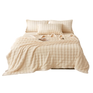 兔毛珊瑚绒毛毯午睡毯子冬季加厚沙发盖毯宿舍铺床婴儿童a类被子3