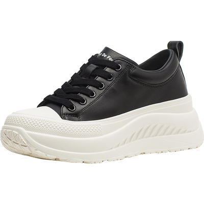 CDF女鞋轻奢时尚秋季经典百搭厚底板鞋真皮圆头休闲运动鞋小白鞋