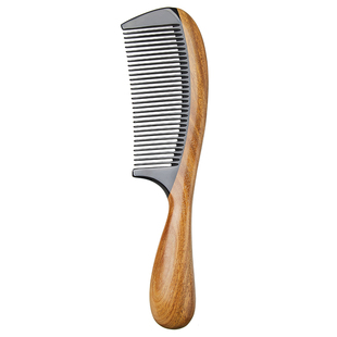 叶梳匠【古树绿檀木牛角梳】女士防顺发静电专用长发牛角木梳子