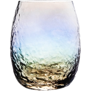 日式水晶玻璃杯酒杯ins风创意网红男士锤纹杯子喝水杯家用果汁杯