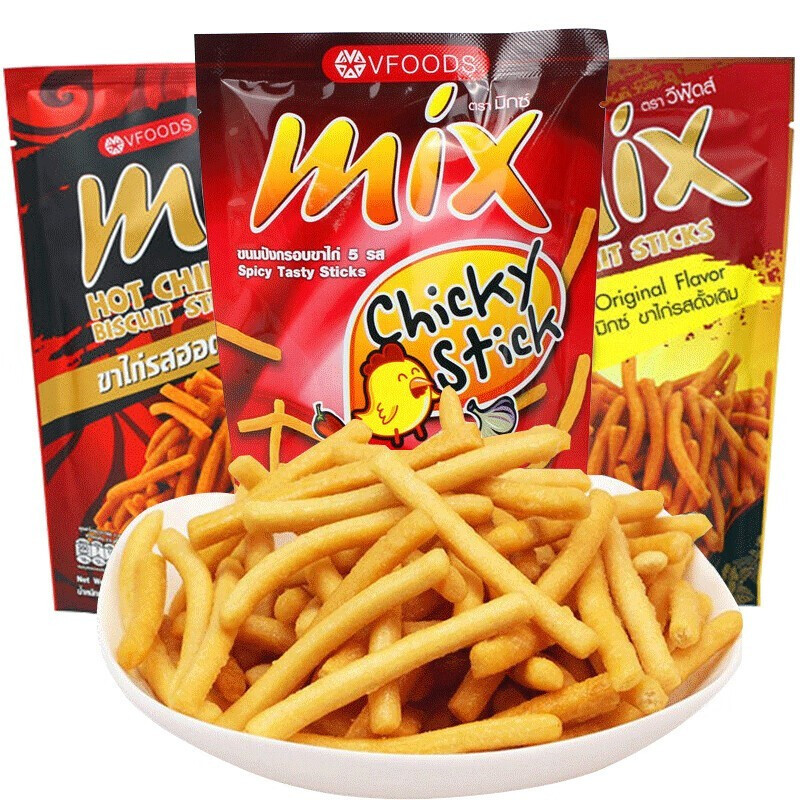 VFOODS MIX脆脆条泰国进口香辣鸡味咪咪虾条薯条膨化休闲零食