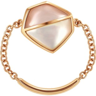 EMPHASIS艾斐诗「合」系列18K金贝母链条软身戒指90956R