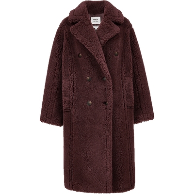 ONLY双排扣泰迪毛毛呢大衣