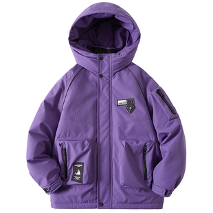 男童冬装潮酷免洗冲锋衣工装羽绒服2025新款儿童加厚防水防寒外套