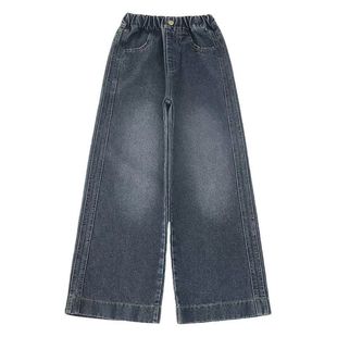 女童加绒裤子冬装2026新款儿童加厚牛仔裤冬初中生女孩大童阔腿裤