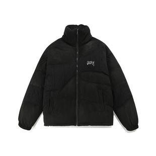 GUUKA黑色麂皮绒拼接高克重羽绒服男冬季加厚 情侣装保暖外套宽松