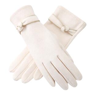 手套女秋冬保暖学生加绒骑行开车韩版加厚羊毛防风呢子分指可触屏