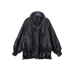 ENJOYME门店同款狐狸毛领皮羽绒服女冬季短款加厚保暖派克服外套