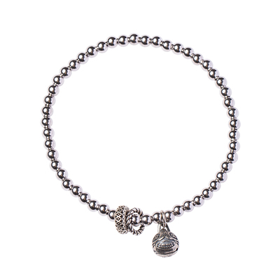 S999足银串珠手链情侣款复古银饰