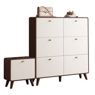 实木超薄鞋柜家用门口简约现代新款入户门翻斗小户型薄款鞋架17cm