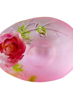 琉璃牡丹果盘贡盘摆件佛具用品