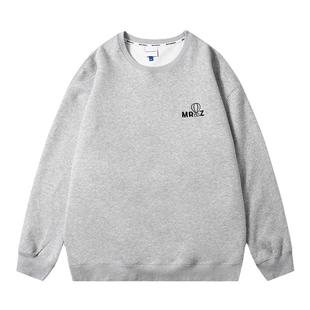 GOGOSOON加绒圆领卫衣男新款2025秋冬无帽长袖刺绣套头青少年感春