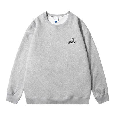 GOGOSOON加绒圆领卫衣男新款2025秋冬无帽长袖刺绣套头青少年感春