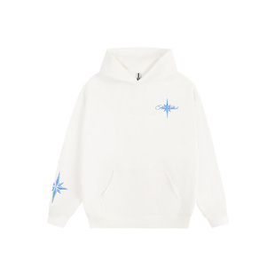 ATRY北极星花体刺绣连帽卫衣男春季新款撞色字母印花休闲重磅帽衫