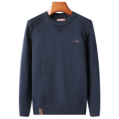 秋冬季针织衫纯棉加厚潮套头圆领