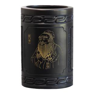 山东济南章丘龙山黑陶笔筒孔子特色文创礼品送老师毕业束脩之礼