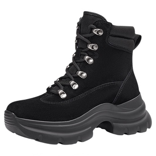 KISSCAT接吻猫冬季[在出发]加绒马丁靴女厚底增高大黄靴女士短靴