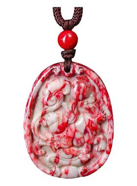 鸡血石十二生肖吊坠兔年本命