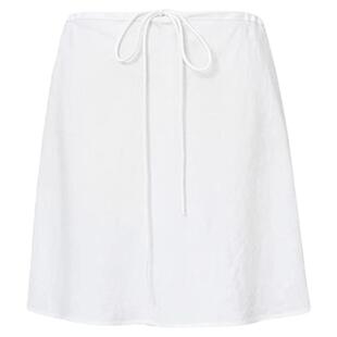 SUNDAY AM抽绳亚麻短裙宽松白色休闲夏季黑色A字半身裙直筒裤裙女