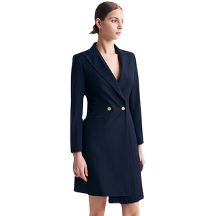 TieForHer Organ西装连衣裙女 气质显瘦收腰 双排扣羊毛通勤裙