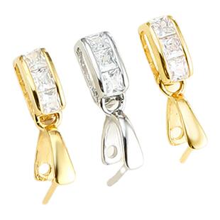 DIY吊坠扣头配件镶嵌如意翡翠玉佛扣子玉坠扣玉佩夹扣佛公18k金扣