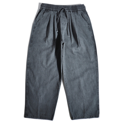 重磅美式复古双褶阔腿哈伦工装裤