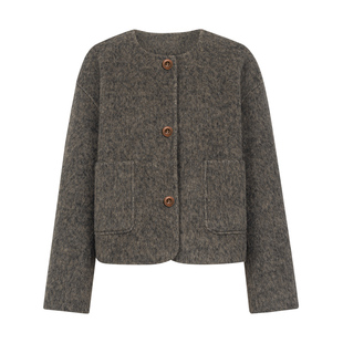 KBNE毛呢外套女绵羊毛短款双面呢子大衣小个子2025新款秋冬季外衣