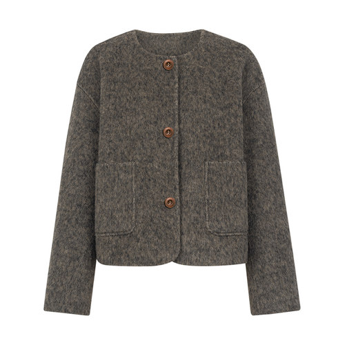 KBNE毛呢外套女绵羊毛短款双面呢子大衣小个子2025新款秋冬季外衣