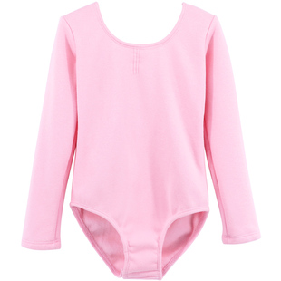 儿童舞蹈服秋冬季加绒加厚连体练功服女童长袖中国舞考级服形体服