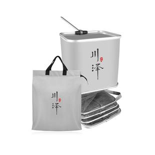 川泽钓鱼便携小型鱼护涂胶装鱼袋野钓方形鱼护网速干加厚鱼网兜