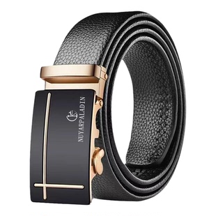 保罗骑士真皮质感自动扣皮带男青年学生百搭腰带商务休闲韩版裤带